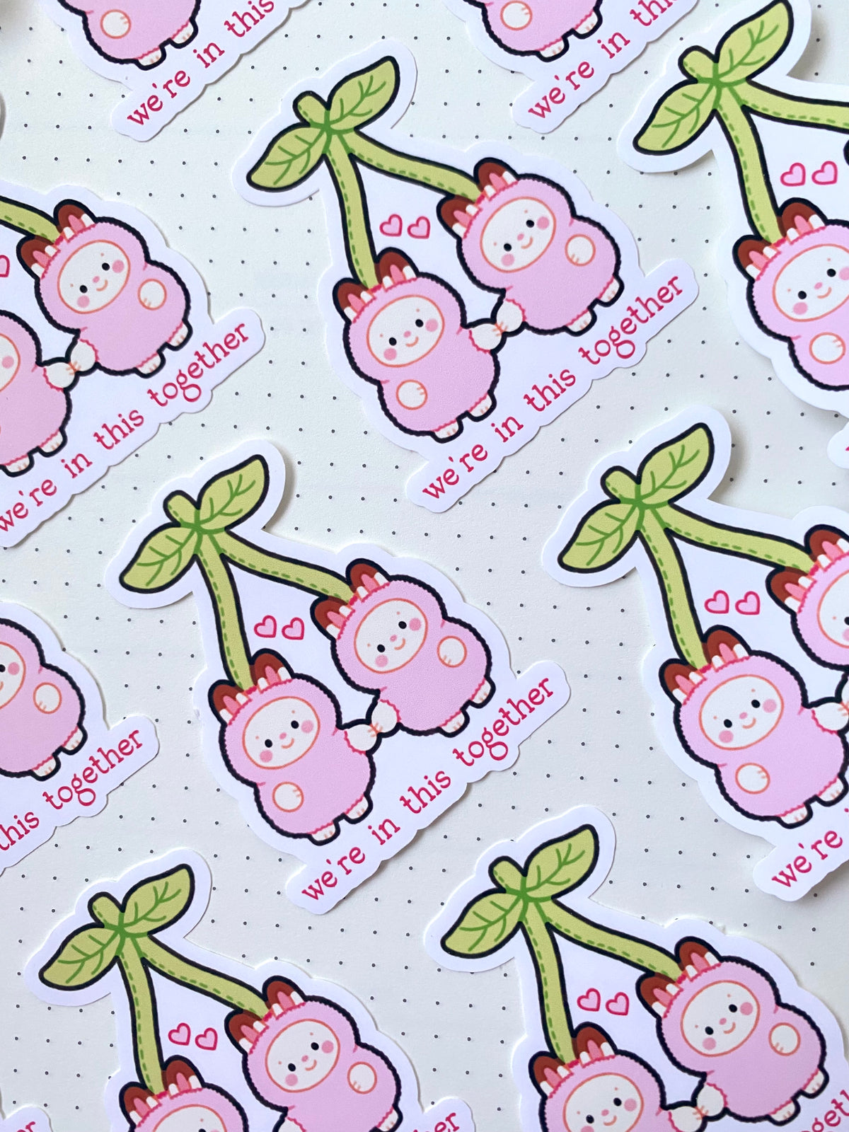 Cherry Bunnies Together Sticker
