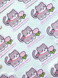Smell Flowers Cat Sticker