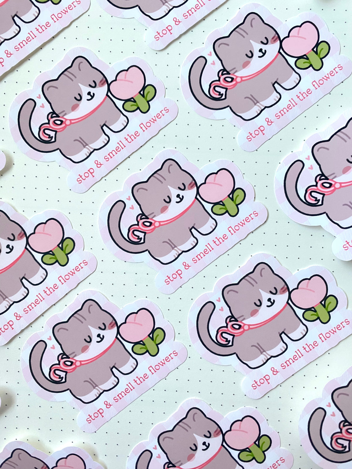 Smell Flowers Cat Sticker